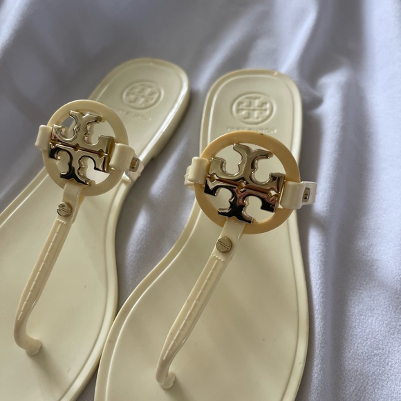 Tory Burch Mini Miller Sandal Size 6 ivory gold - Picture 2 of 4